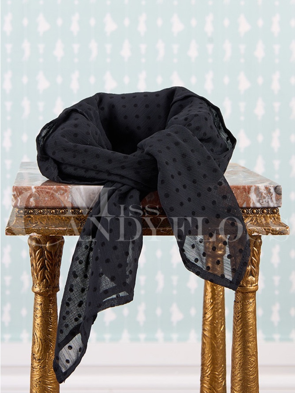 Black Dotted Scarf by Miss Candyfloss
